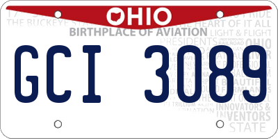 OH license plate GCI3089