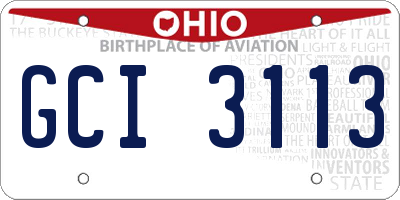 OH license plate GCI3113