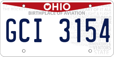 OH license plate GCI3154