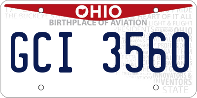 OH license plate GCI3560