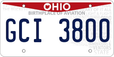 OH license plate GCI3800
