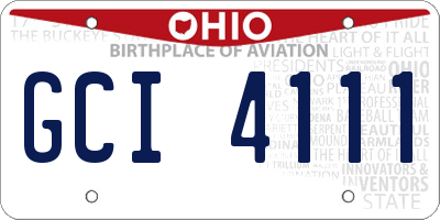 OH license plate GCI4111