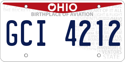 OH license plate GCI4212