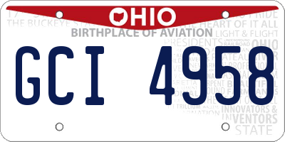 OH license plate GCI4958