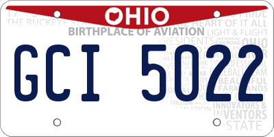 OH license plate GCI5022