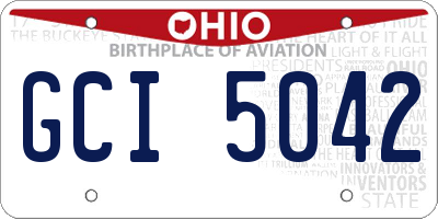 OH license plate GCI5042