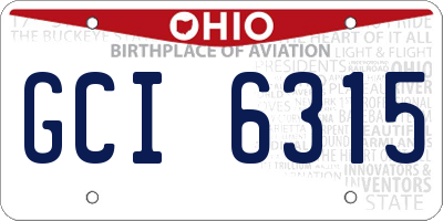 OH license plate GCI6315
