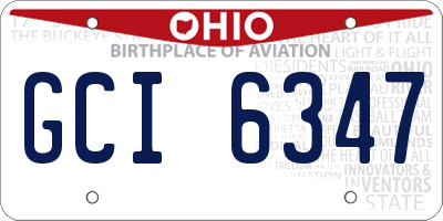 OH license plate GCI6347