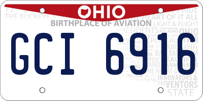 OH license plate GCI6916