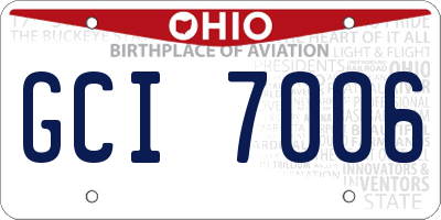 OH license plate GCI7006