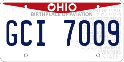 OH license plate GCI7009