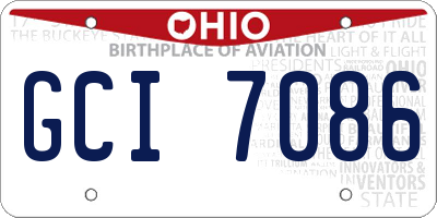 OH license plate GCI7086