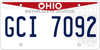 OH license plate GCI7092