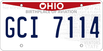 OH license plate GCI7114