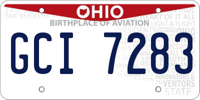 OH license plate GCI7283