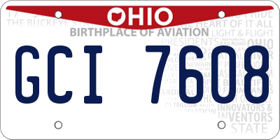 OH license plate GCI7608
