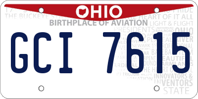 OH license plate GCI7615