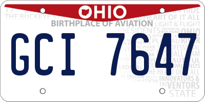 OH license plate GCI7647