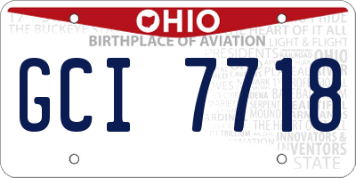 OH license plate GCI7718