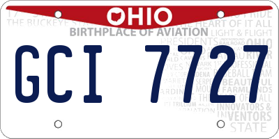 OH license plate GCI7727
