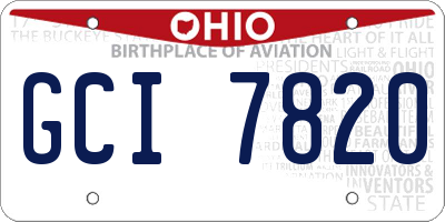 OH license plate GCI7820