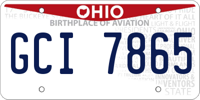 OH license plate GCI7865