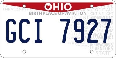 OH license plate GCI7927