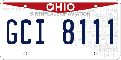 OH license plate GCI8111