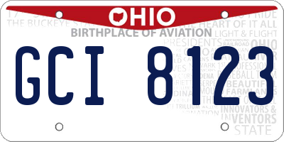 OH license plate GCI8123