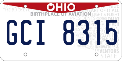 OH license plate GCI8315