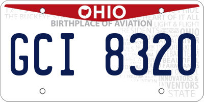 OH license plate GCI8320