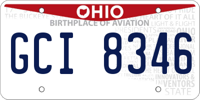 OH license plate GCI8346