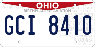 OH license plate GCI8410