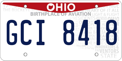 OH license plate GCI8418