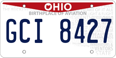 OH license plate GCI8427