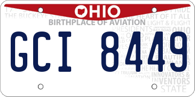 OH license plate GCI8449