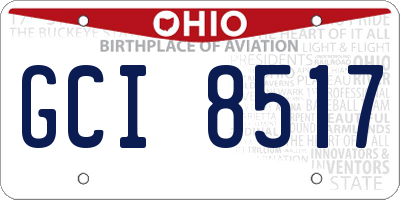 OH license plate GCI8517