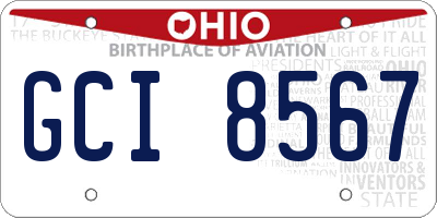 OH license plate GCI8567