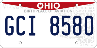 OH license plate GCI8580