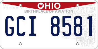 OH license plate GCI8581