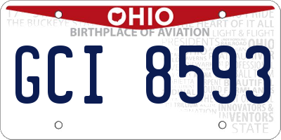 OH license plate GCI8593
