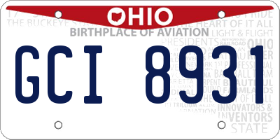 OH license plate GCI8931