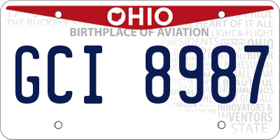 OH license plate GCI8987