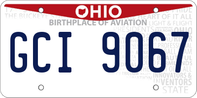 OH license plate GCI9067