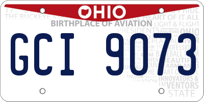 OH license plate GCI9073