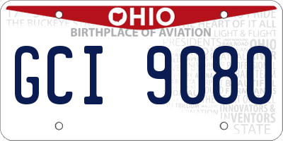 OH license plate GCI9080