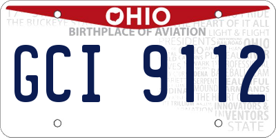 OH license plate GCI9112