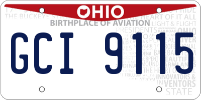 OH license plate GCI9115