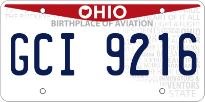 OH license plate GCI9216