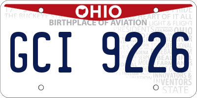 OH license plate GCI9226